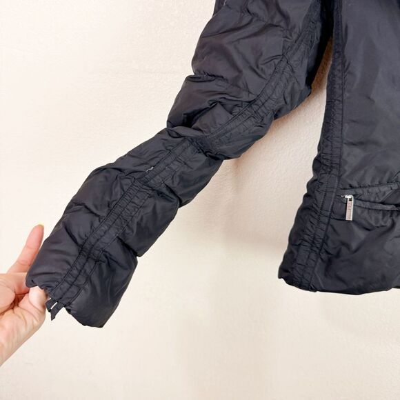 Add Down Black Puffer Jacket with Hood and Quilted Design - Picture 3 of 6